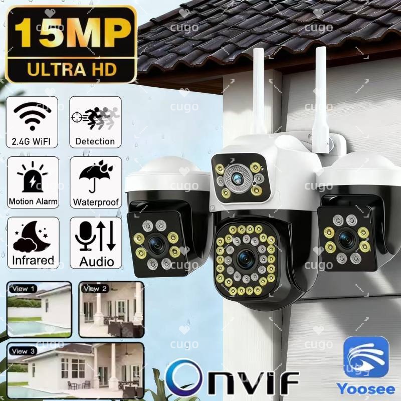 Smart Home Kamera Outdoor - 15MP 8K WiFi IP Camera Triple