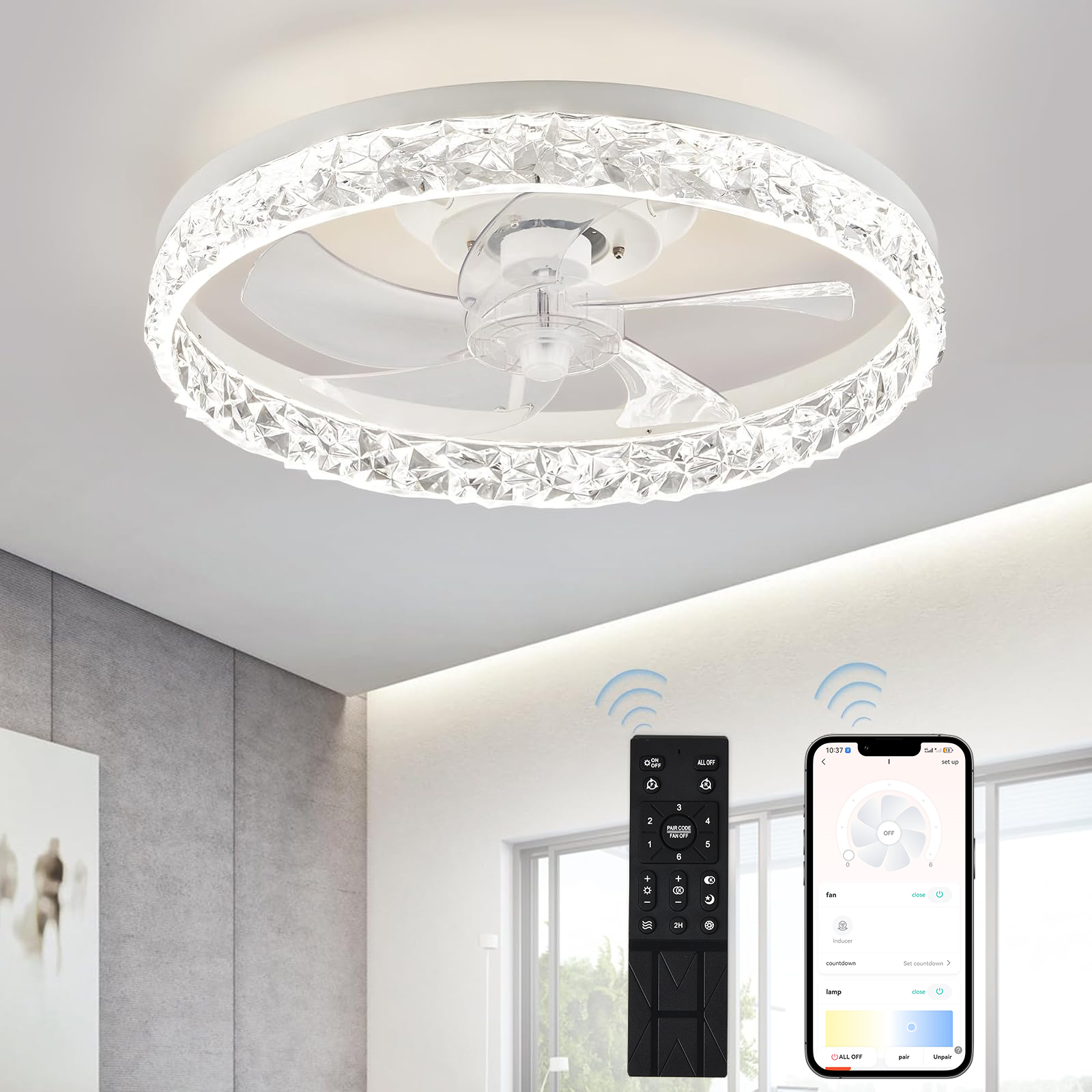 Smart Home Interior - Modern LED Ceiling Fan Lmap Remote