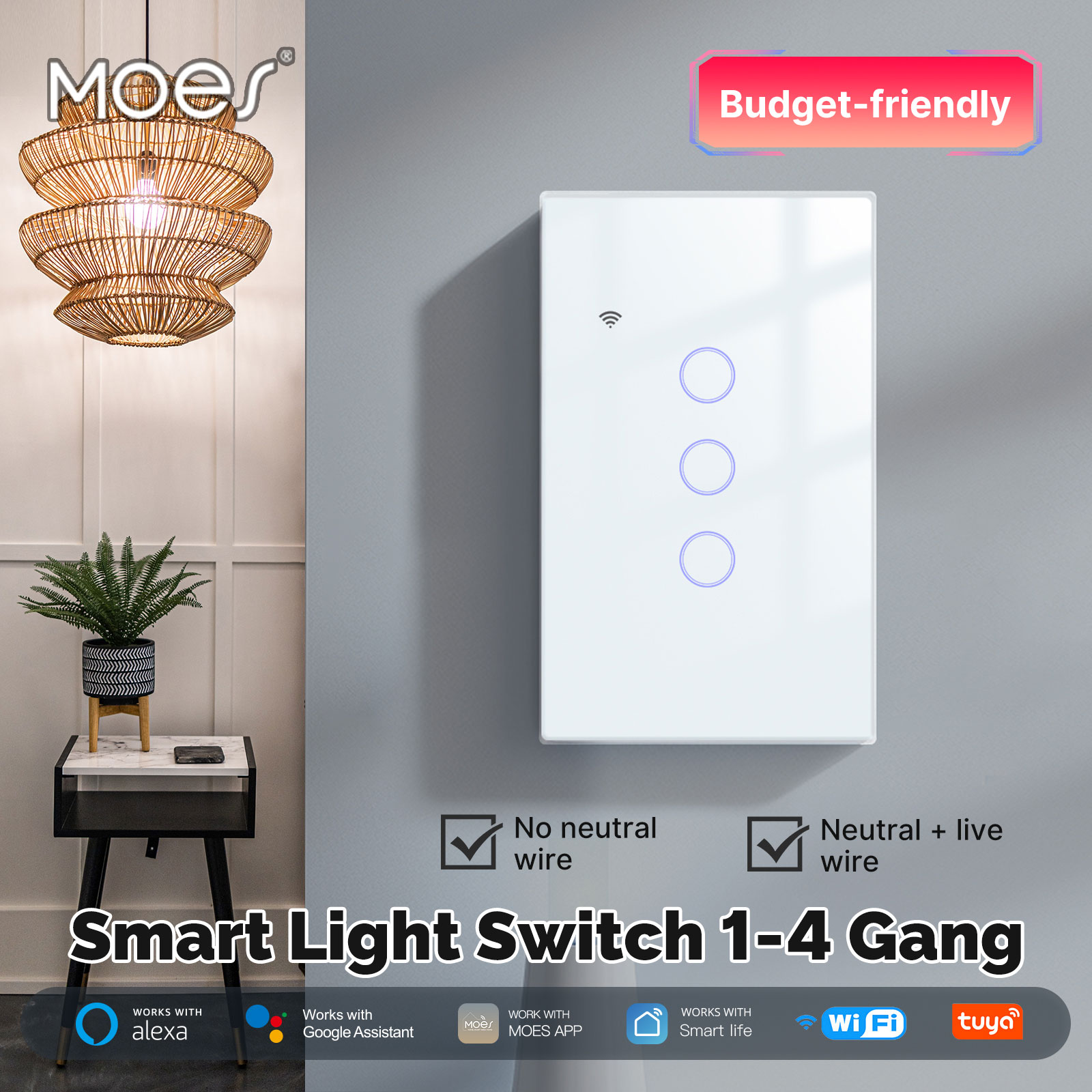 MOES Tuya WiFi Smart Light Swi - Smart Home Moes 리뷰 및 가격