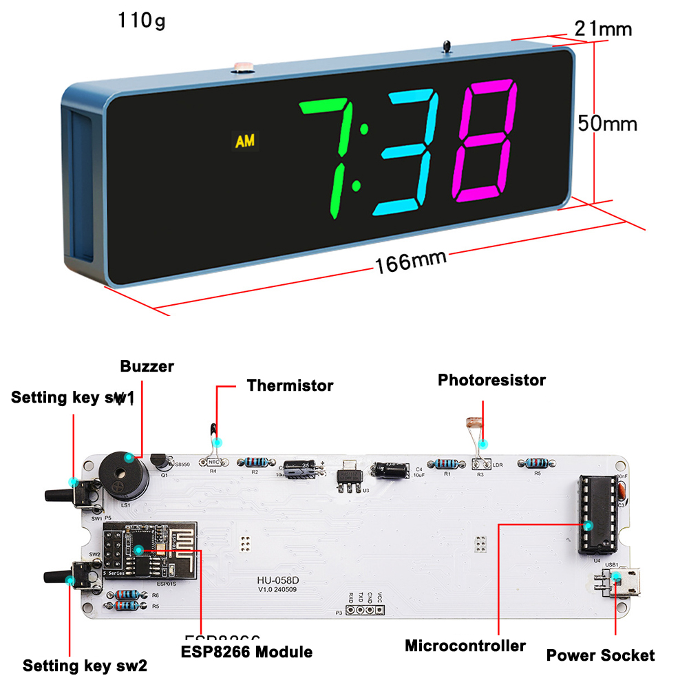 ESP8266 IoT Colorful WiFi Cloc - Smart Home Esp8266 리뷰 및 가격