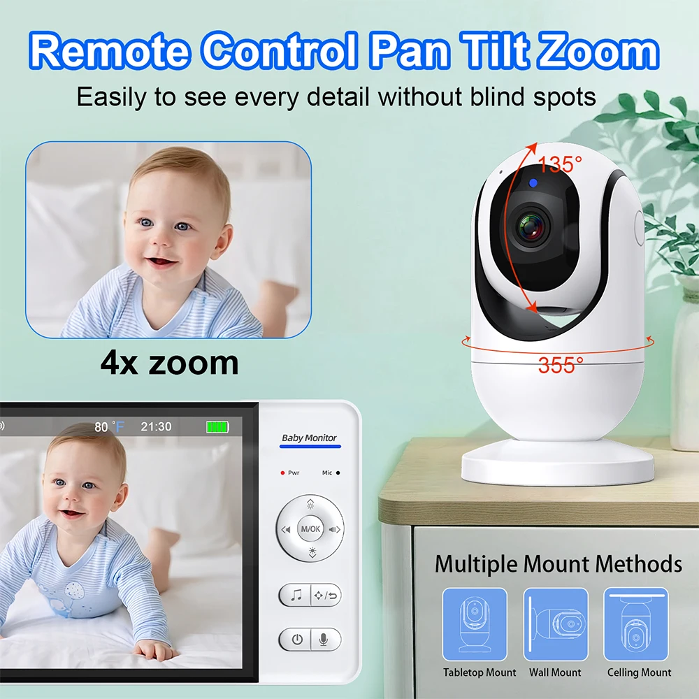 7.0'' Video Baby Monitor 720P  - Smart Home Battery Camera 리뷰 및 가격