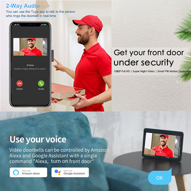 Tuya Smart 1080P Doorbell Came - Smart Home Battery Camera 리뷰 및 가격