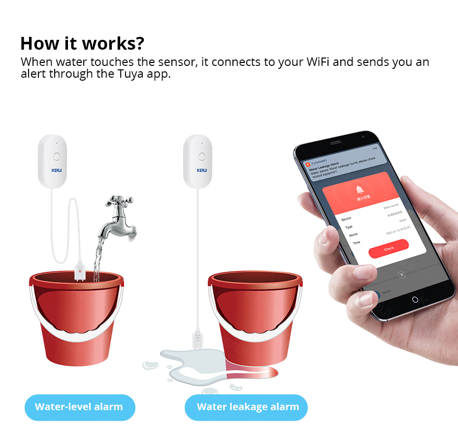 KERUI Smart  WiFi Water Sensor - Wifi Water Leak Detector 리뷰 및 가격