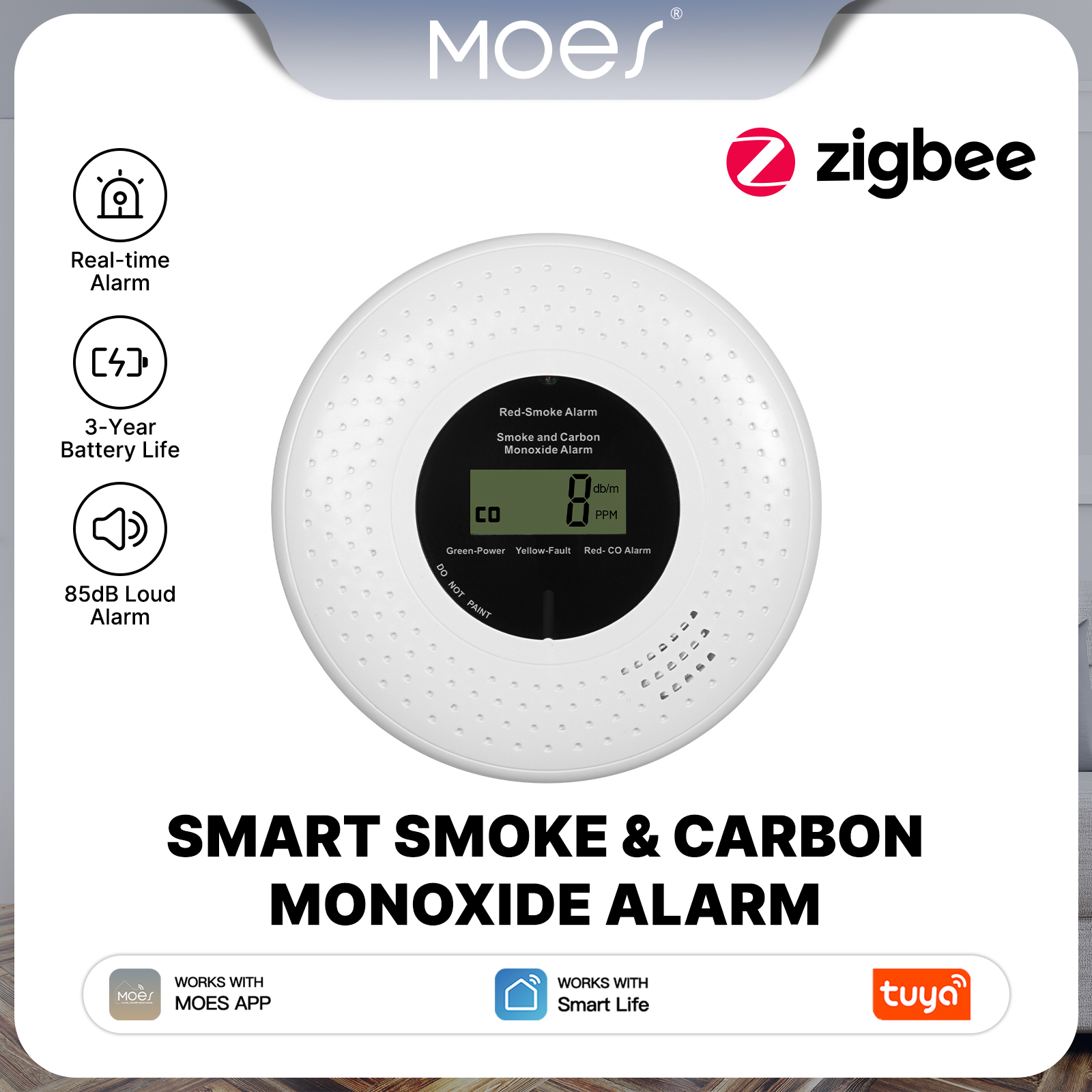 MOES Tuya Zigbee Smart Smoke C - Smart Home Moes 리뷰 및 가격