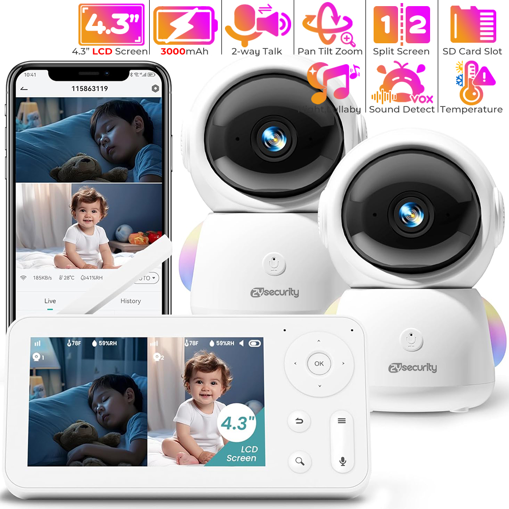 2K Baby Monitor with 2 Cameras - Smart Home Battery Camera 리뷰 및 가격
