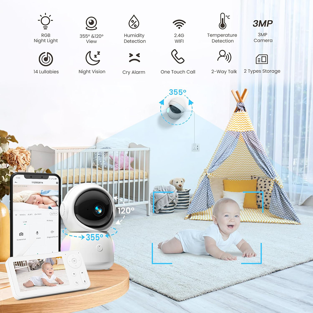 2K Baby Monitor with 2 Cameras - Smart Home Battery Camera 리뷰 및 가격